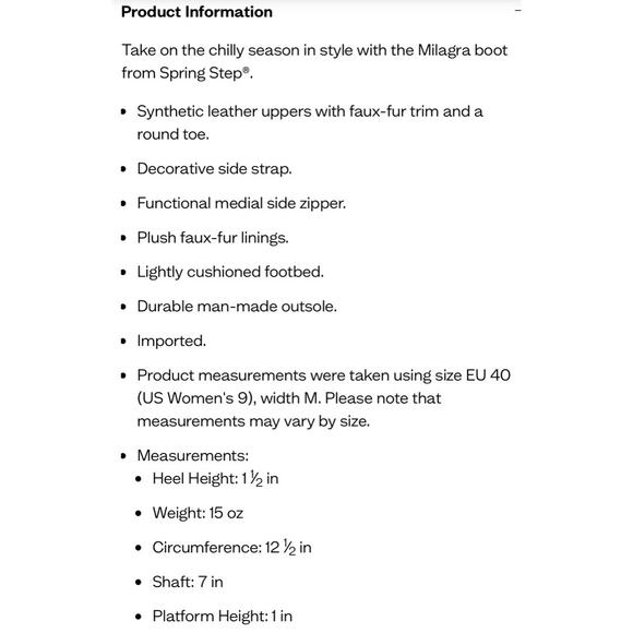 NIB Spring Step 41 9.5-10 Milagra Faux Fur Lining Comfy Winter Ankle Boots Black - Picture 10 of 12